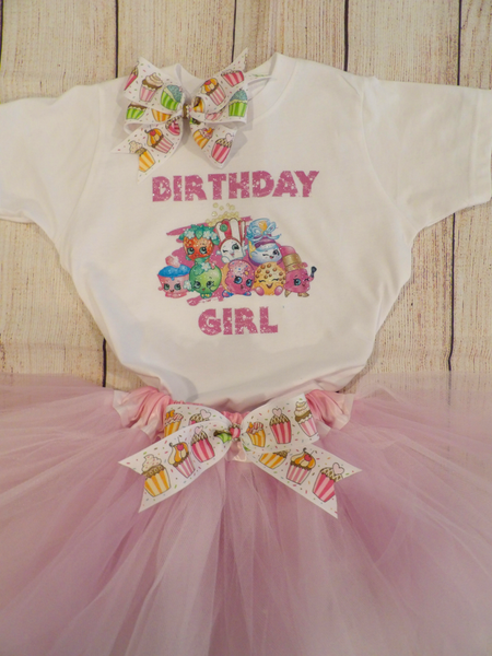 Cupcake BirthdayTutu with Matching Hair Bow and Tee