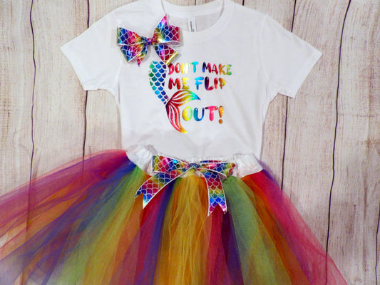 Mermaid Tutu with Matching Hair Bow & Tee