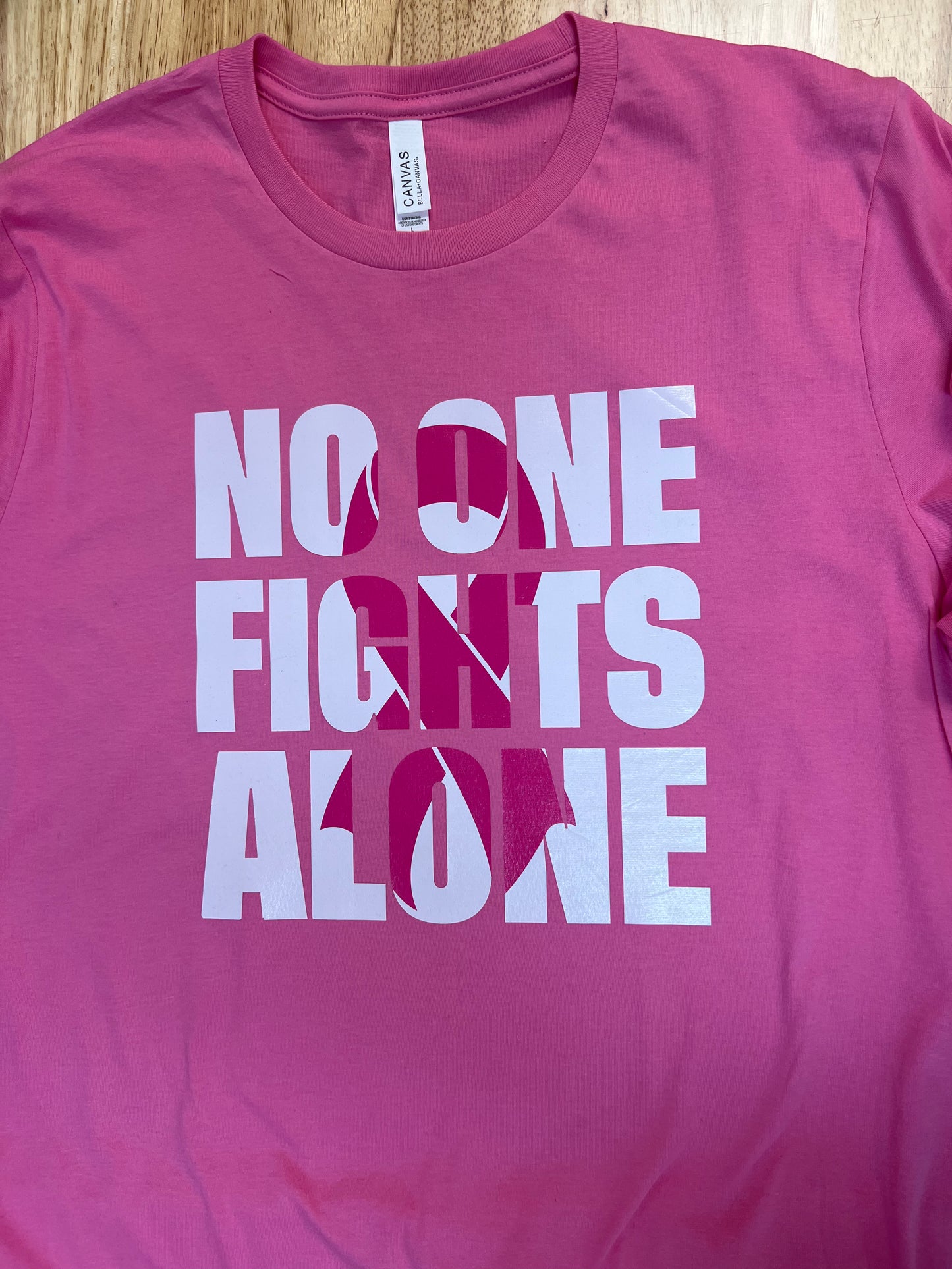 No One Fights Alone Breast Cancer Awareness Tee