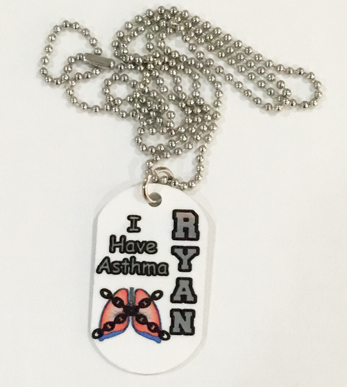 Asthma Awareness Dog Tag Necklace