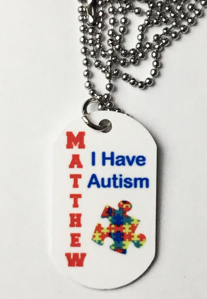 Autism Awareness Dog Tag Necklace